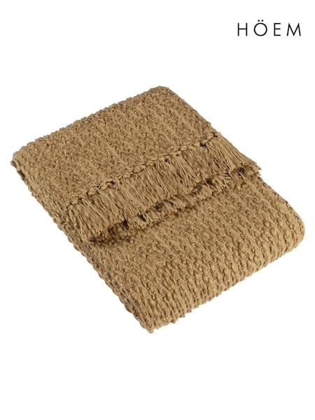 HÖEM Olive Green Morni Woven Yarn Fringed Throw (D95690) | €35