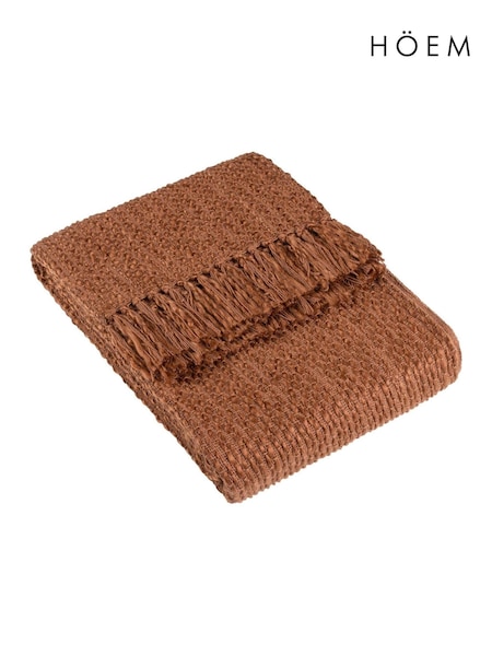 HÖEM Hazel Brown Morni Woven Yarn Fringed Throw (D95691) | €35