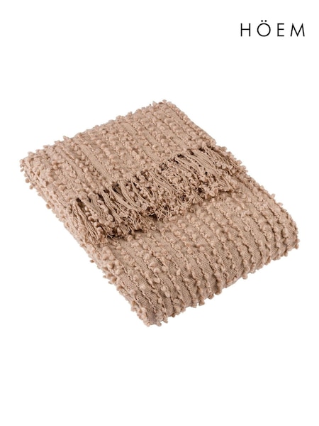 HÖEM Plaster Pink Avro Linear Boucle Yarn Fringed Throw (D95699) | €35