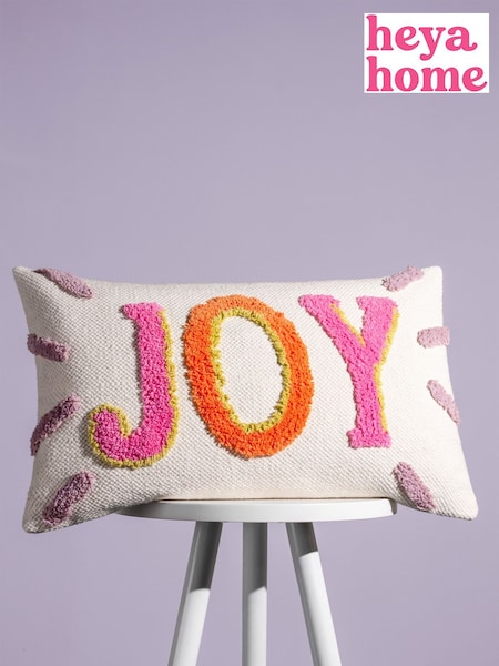 heya home Multicolour Joy Slogan Cotton Tufted 100% Cotton Cushion (D95735) | R$ 170