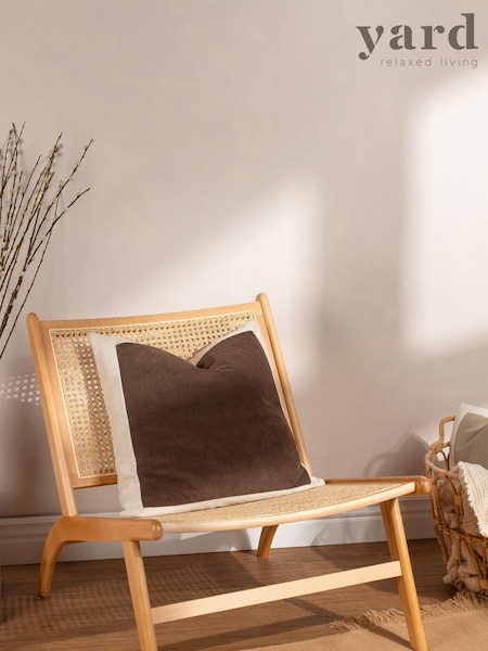 Yard Mole Brown Auden Linen Look Velvet Square Cushion (D95760) | 42 QAR