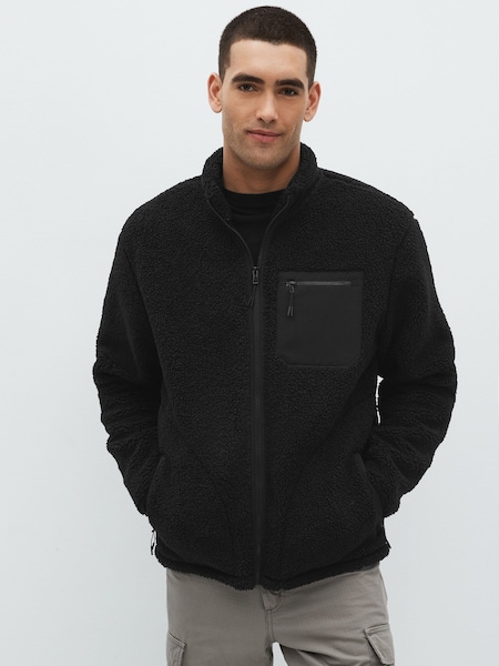 Black Borg Fleece Zip Through Jacket (D96044) | €22