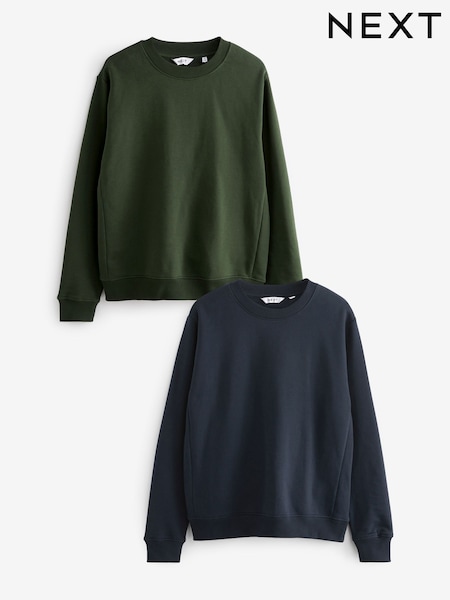 Navy Blue/Khaki Green Crew Sweatshirts 2 Pack (D96054) | AED147