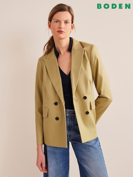 Boden Green Double Breasted Twill Blazer (D97034) | €89