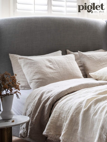 Piglet in Bed Cream Crinkle 100% Linen Throw (D97080) | $204