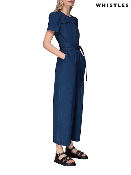Whistles 100% Cotton Alana Denim Jumpsuit (D97332) | €197