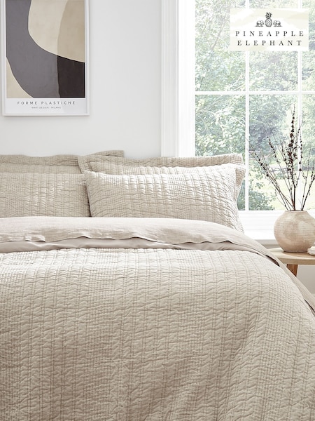 Pineapple Elephant Natural Tamba Jersey Stripe Quilted Duvet Cover Set (D97407) | €61 - €102