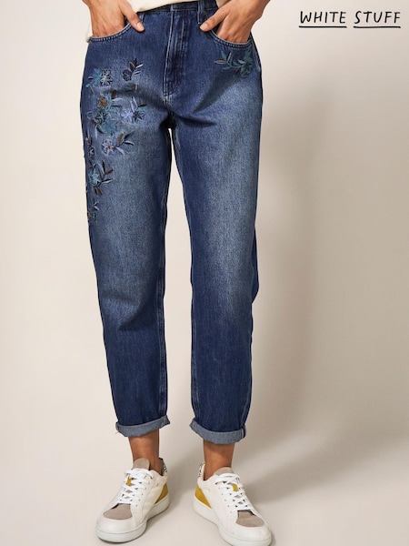 White Stuff Blue Embroidered Boyfriend Jeans (D97665) | €50