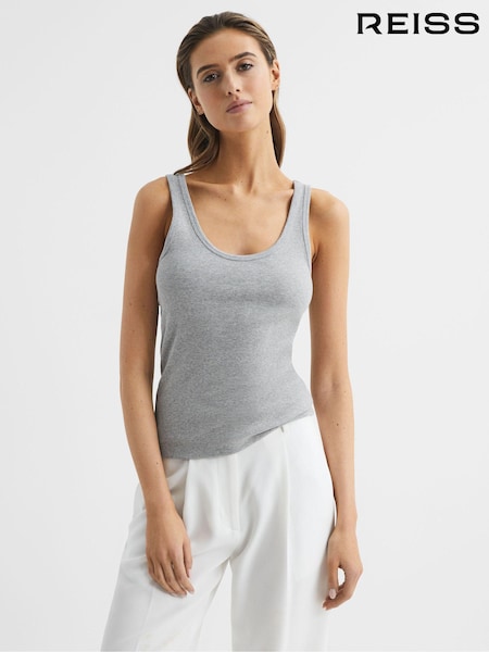 Reiss Grey Marl Violet Scoop Neck Jersey Vest Top (D97817) | 221 QAR