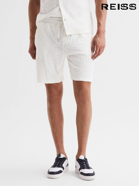 Reiss White Brooklyn Terry Towelling Drawstring Shorts (D97841) | €70
