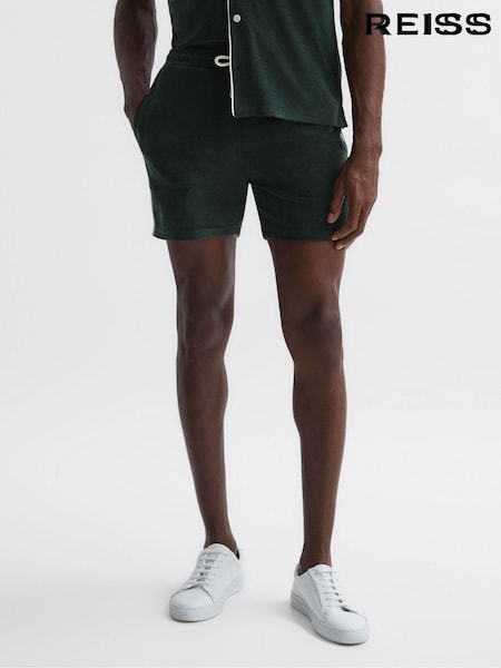 Reiss Dark Green Fredericks Towelling Drawstring Shorts (D97848) | €30