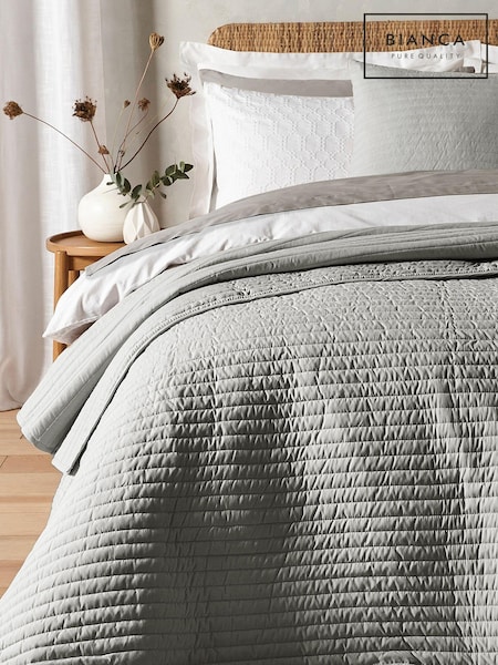 Bianca Silver Quilted Lines Bedspread (D98147) | €49