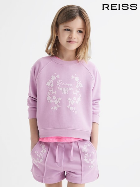 Reiss Lilac Bessie Junior Motif Crew Neck Jumper (D98235) | LEI 248
