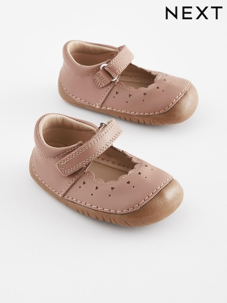 Tan Brown Leather Wide Fit (G) Crawler Mary Jane Shoes (D98256) | OMR8