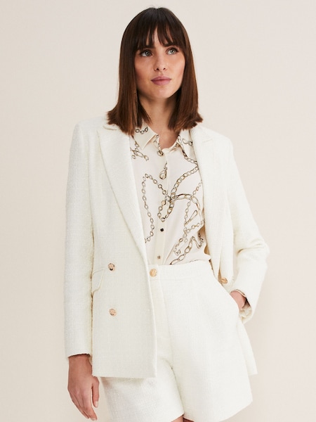 Phase Eight Cream Ripley Tweed Jacket (D99021) | €89