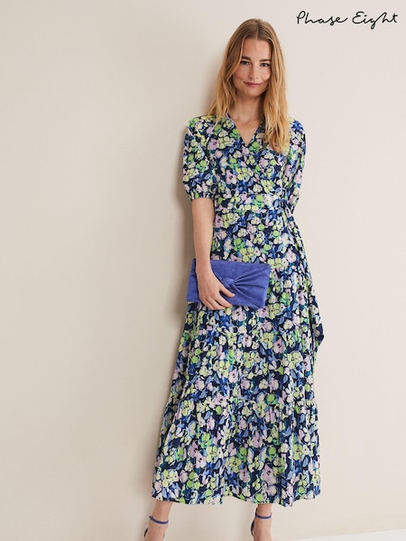 Phase Eight Blue Morven Floral Print Maxi Dress (D99038) | €89