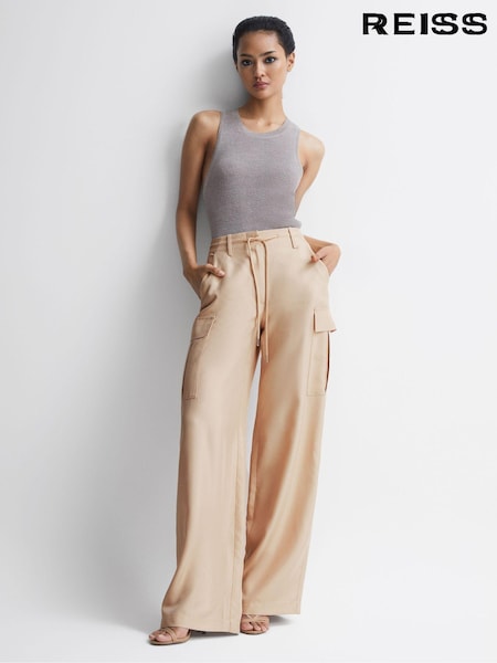 Reiss Neutral Sian Wide Leg Combat Trousers (D99242) | €71