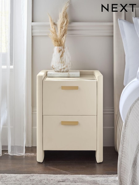 Soft Velvet Natural Oyster Soft Velvet Scarlett Upholstered Bedside Table (E00010) | €245