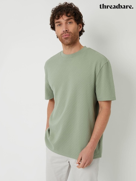 Threadbare Green Relaxed Fit Textured T-Shirt (E00131) | €13