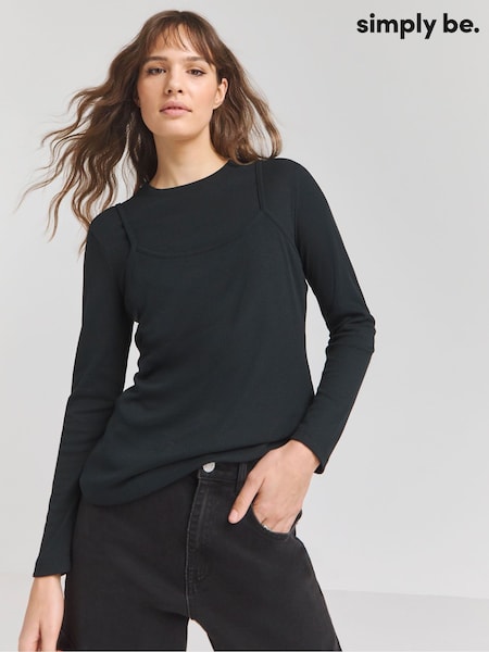 Simply Be Black Double Layer 100% Cotton Top (E00168) | AED64