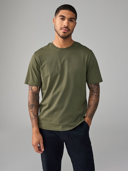 Green Khaki Regular Fit Essential Crew Neck Cotton T-Shirt (E00182) | 40 QAR