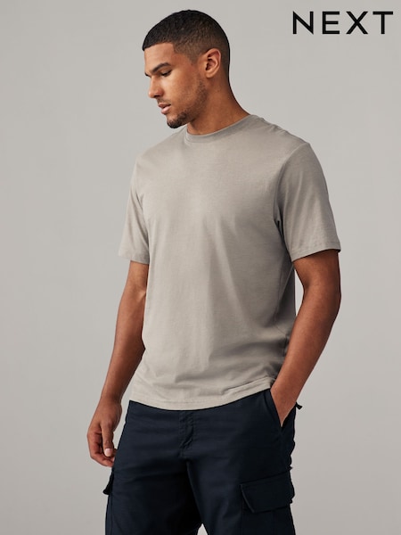 Light Neutral Marl Regular Fit Essential Crew Neck Cotton T-Shirt (E00183) | €4