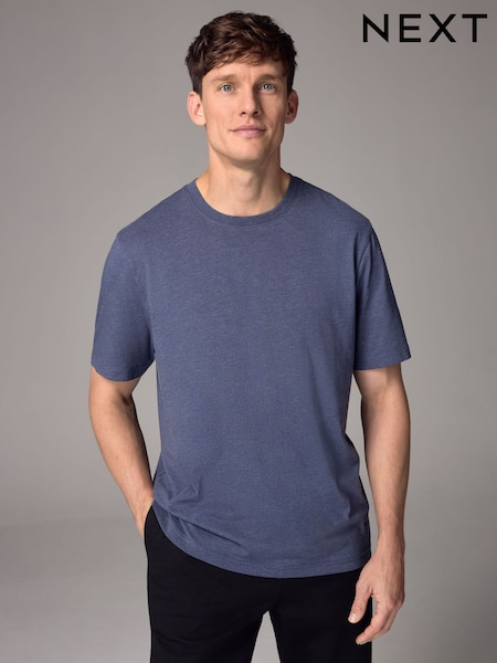 Denim Blue Marl Regular Fit Essential Crew Neck Cotton T-Shirt (E00186) | €6
