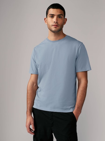 Light Sky Blue Regular Fit Essential Crew Neck Cotton T-Shirt (E00188) | AED35
