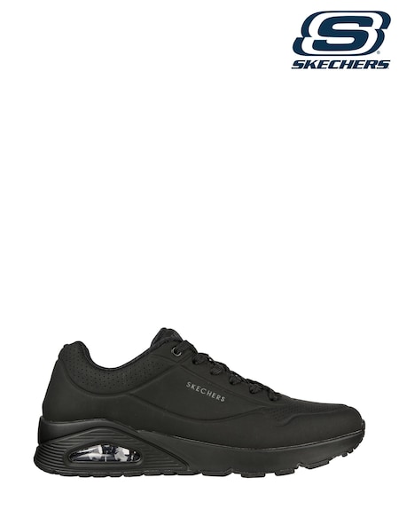 Skechers Black Wide Fit Mens Uno Stand On Air Lace-Up Sports Trainers (E00196) | AED460