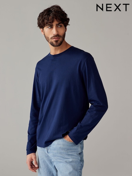 Sininen Rikas - Long Sleeve Crew Neck T-Shirt (E00206) | €9