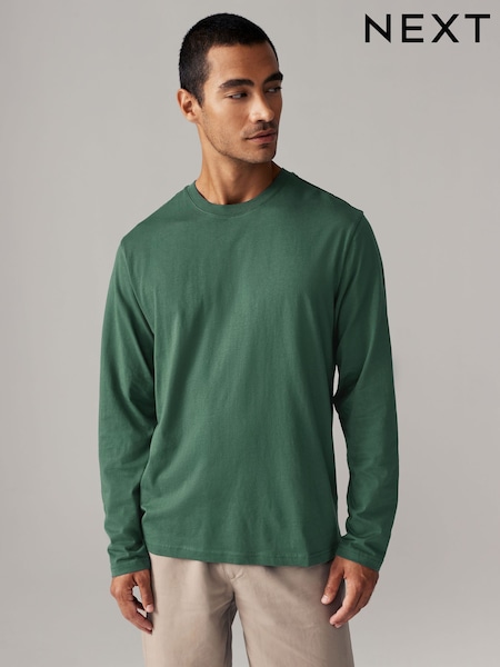 Green Pine Regular Fit Long Sleeve Crew Neck T-Shirt (E00210) | €7