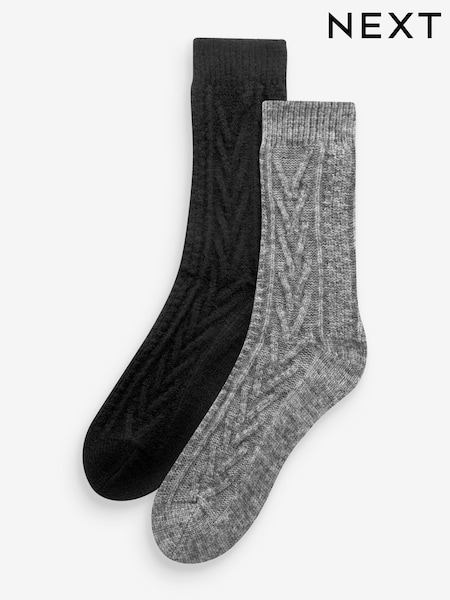 Black/Grey 2 Pack Cable Socks 2 Pack (E00241) | €12.50