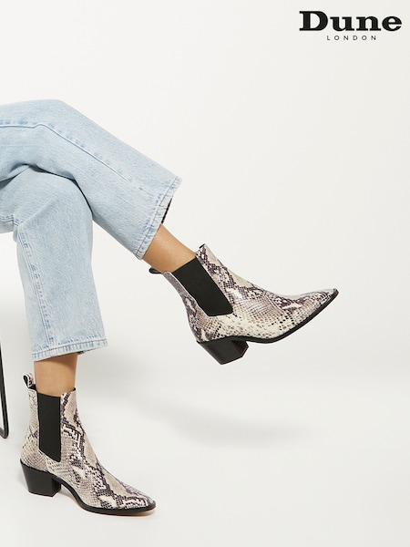 Dune London Natural Pexas Chisel Toe Low Western Boots (E00255) | €102