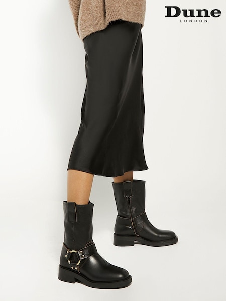 Dune London Black Pally Low Biker Boots (E00258) | €106