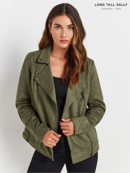 Grün - Long Tall Sally Faux Schweden Bikerjacke (E00271) | 100 €