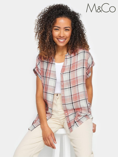 M&Co Pink Short Sleeve Checked Shirt (E00286) | €15.50