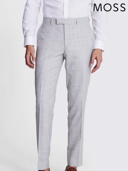 MOSS Grey Light Grey Marl Trs Moss Slim Mixer Trousers (E00320) | 495 QAR