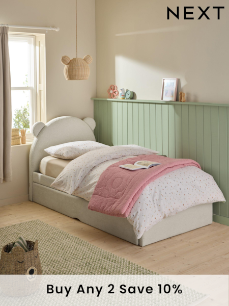 Casual Boucle Natural Oyster Trundle Bed Bertie Bear Kids Upholstered Trundle Bed Frame (E00367) | €700