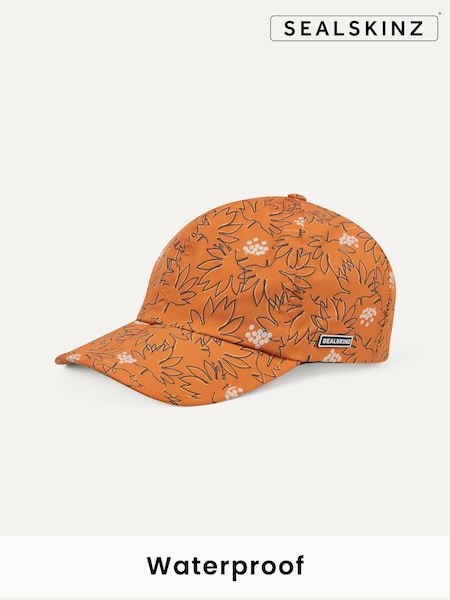 Orange - Sealskinz Houghton Waterproof All Weather Foldable Peak Leaf Print Cap (E00411) | 55 €