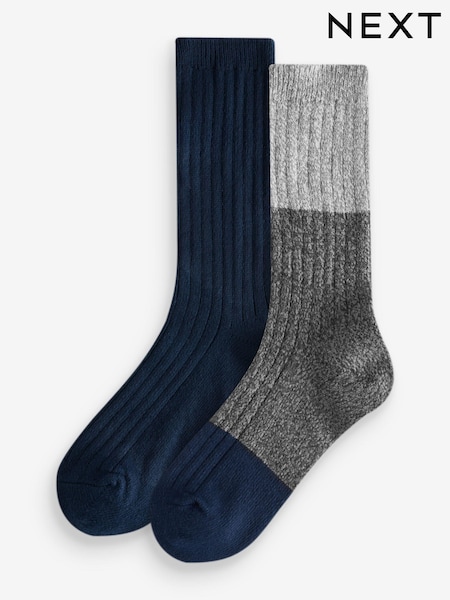 Siva/mornarsko modra - Supersoft Ribbed Socks 2 Pack (E00487) | € 6