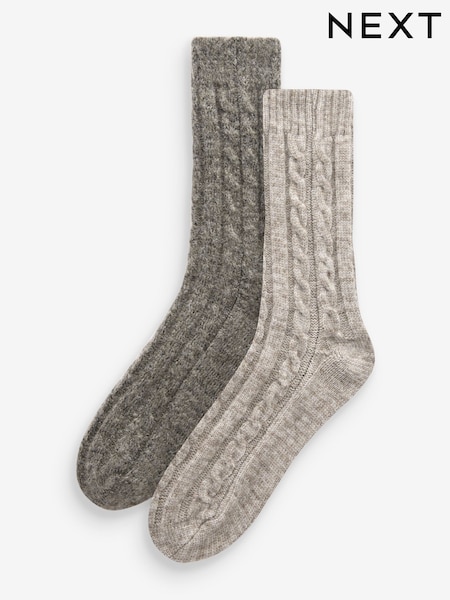 Grey/Brown 2 Pack Cable Socks 2 Pack (E00489) | €12.50
