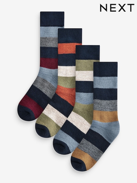 Green/Blue Rugby Stripe Heavyweight Socks 4 Pack (E00490) | €11.50