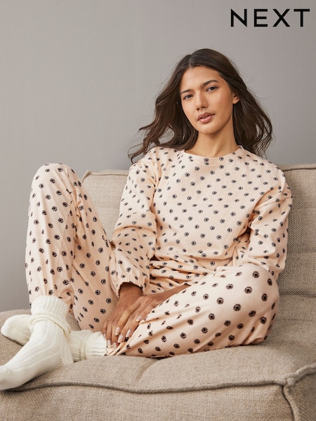 شوفاني مزيّن بزهور - 100% Cotton Long Sleeve Pyjamas (E00512) | ‏70 ر.ق.