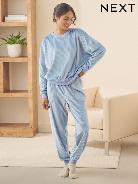 Blue Supersoft Rib Long Sleeve Pyjamas (E00521) | AED85