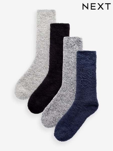 رمادي/أزرق/أسود - Cosy Bed Socks 4 Pack (E00539) | ‏62 ر.ق.