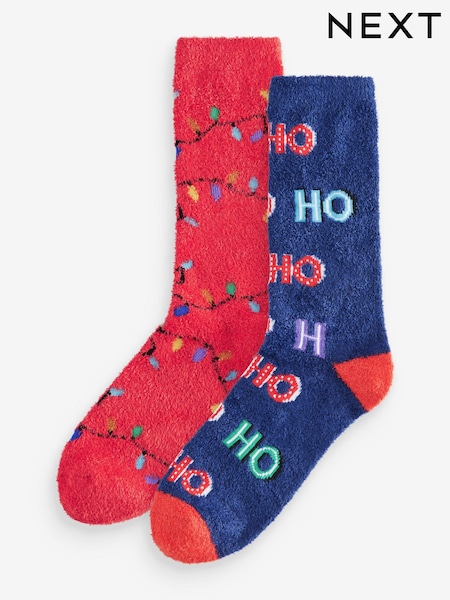 Red/Navy Cosy Christmas Bed Socks 2 Pack (E00542) | €6