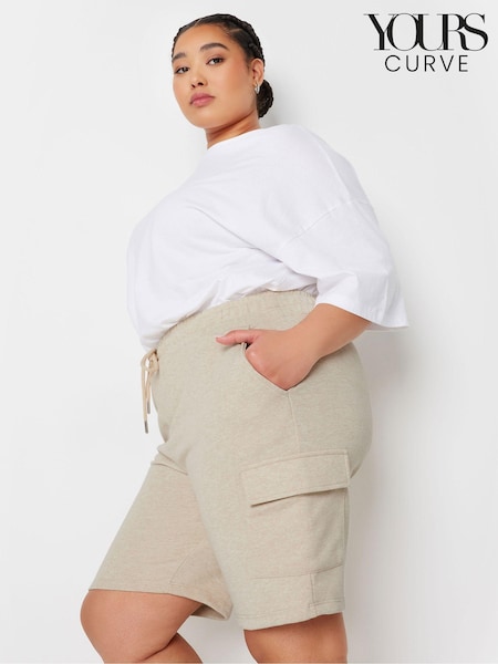 Yours Curve Natural Charcoal Grey Cargo Jogger Shorts (E00603) | €28