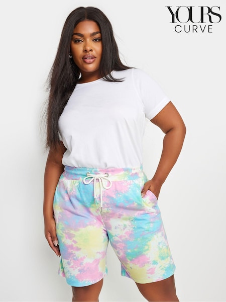 Розовый - Yours Curve Tie Dye Joggers Shorts (E00612) | €25