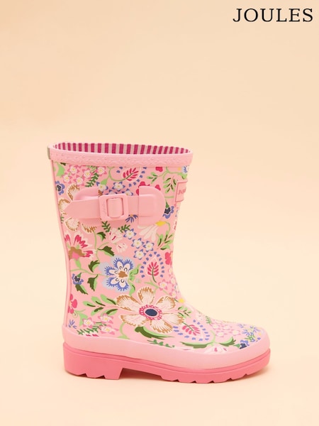 Joules Kids' Pink Floral Printed Wellies (E00730) | R$ 245