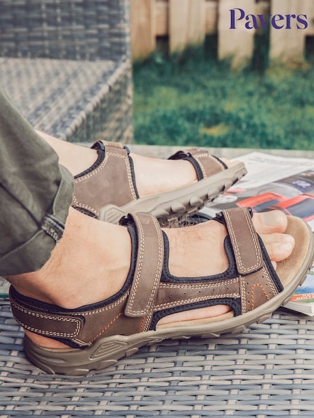 Pavers Brown Pavers Adjustable Leather Walking Sandals (E00739) | $92